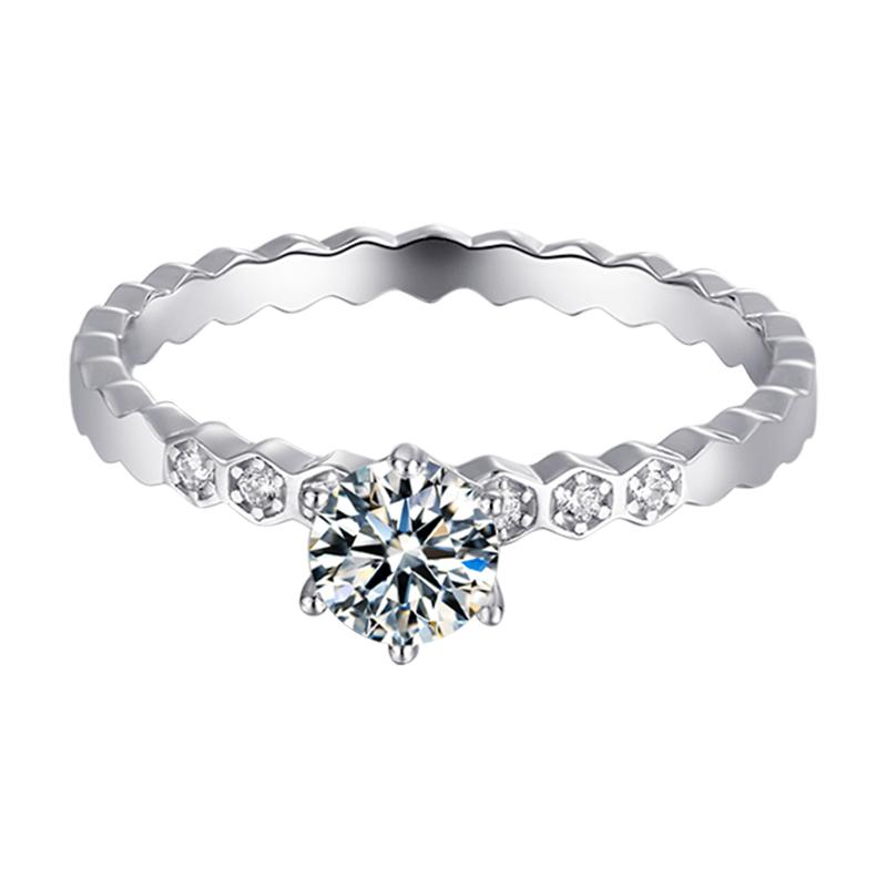 925 Sterling Silver Round Cut CZ Semi Pave Ring