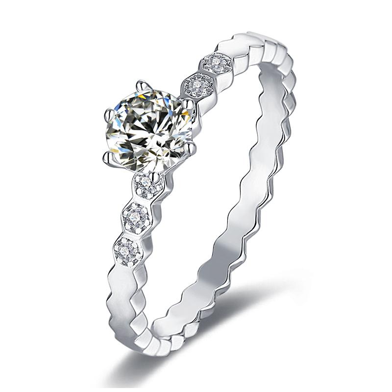 925 Sterling Silver Round Cut Semi Pave CZ Ring