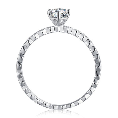 925 Sterling Silver Round Cut CZ Semi Pave Ring