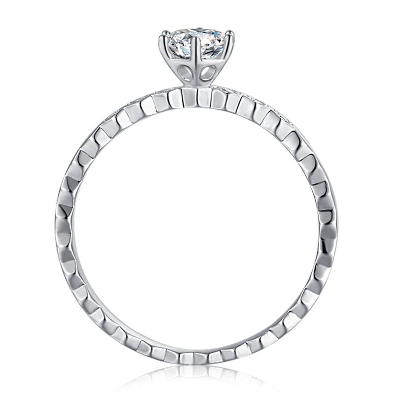 925 Sterling Silver Round Cut CZ Semi Pave Ring