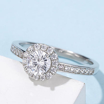 925 Sterling Silver Classic Round Cut CZ Halo Ring