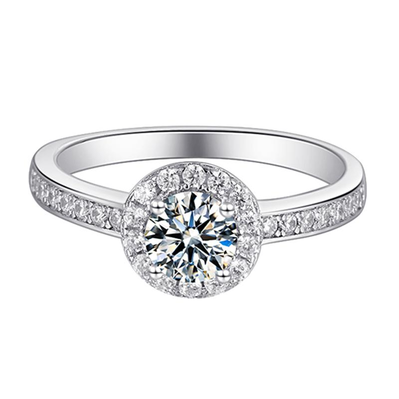 925 Sterling Silver Classic Round Cut CZ Halo Ring