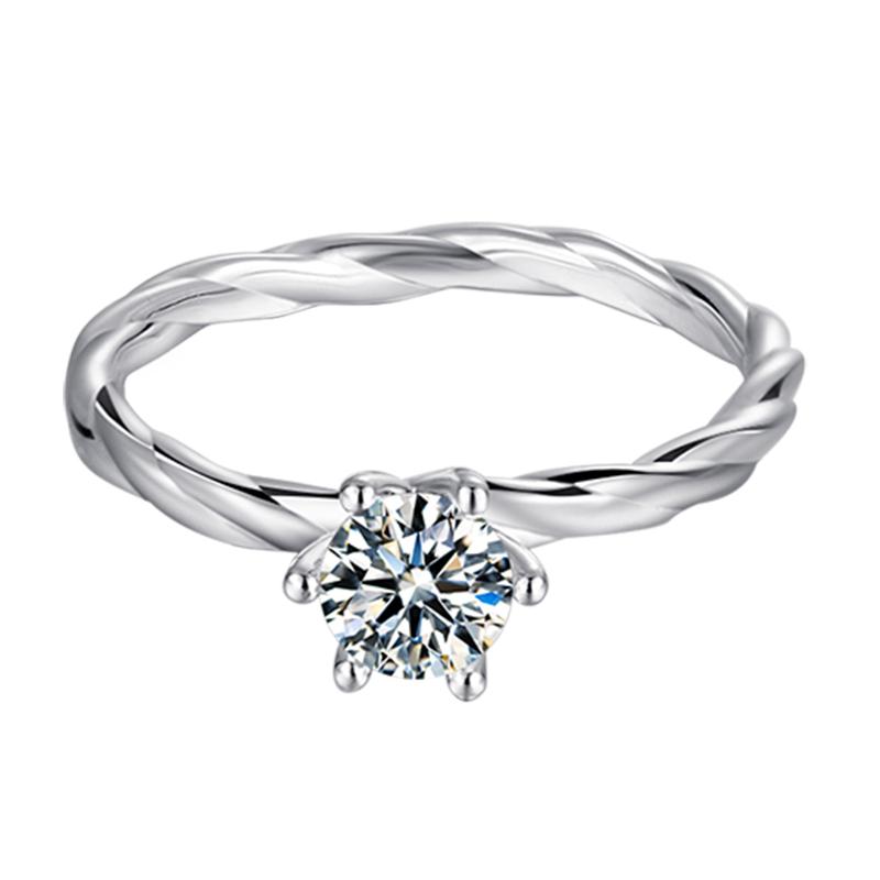 925 Sterling Silver Classic Round Cut CZ Twisted Ring