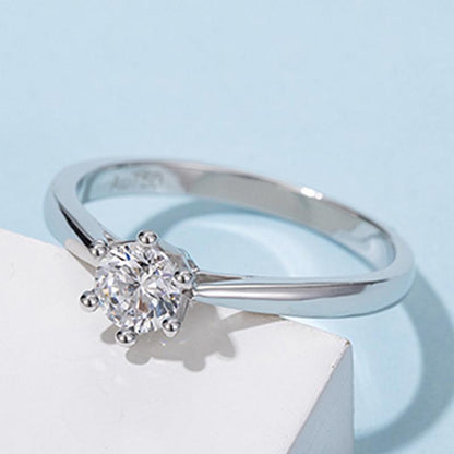 925 Sterling Silver Classic Round Cut CZ Crown Ring