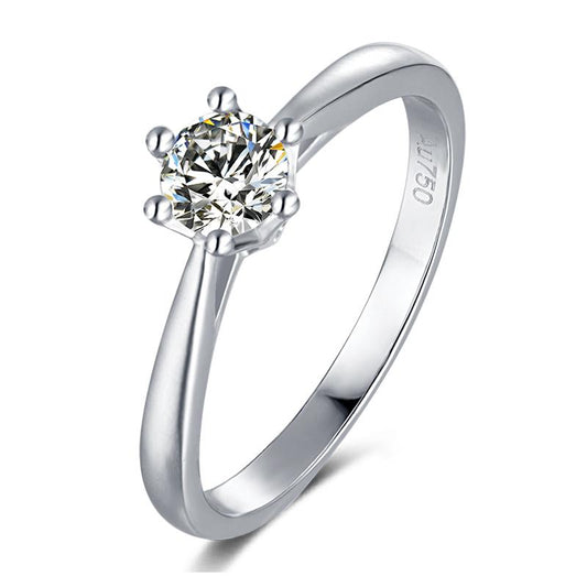 925 Sterling Silver Classic Round Cut CZ Crown Ring