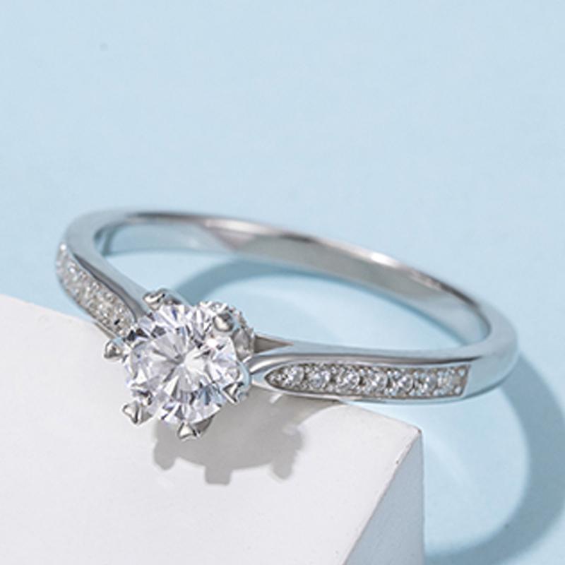 925 Sterling Silver Classic Round Cut CZ Six Prong Ring