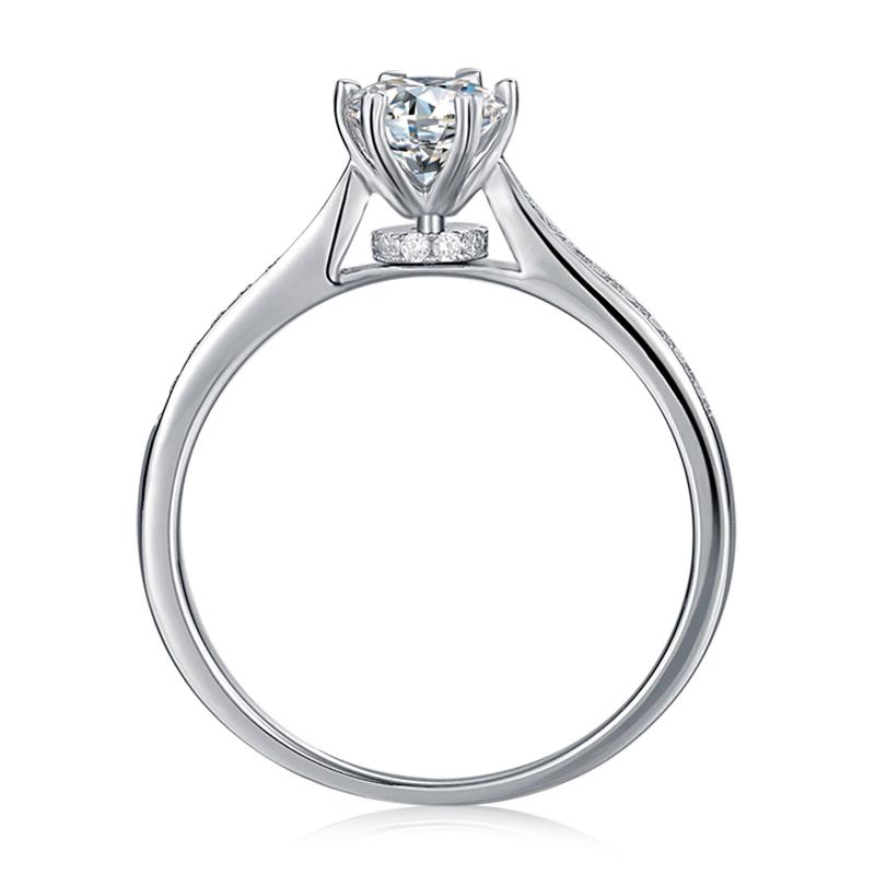 925 Sterling Silver Classic Round Cut CZ Six Prong Pave Ring