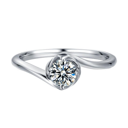 925 Sterling Silver Classic Round Cut CZ Swirl Solitaire Ring