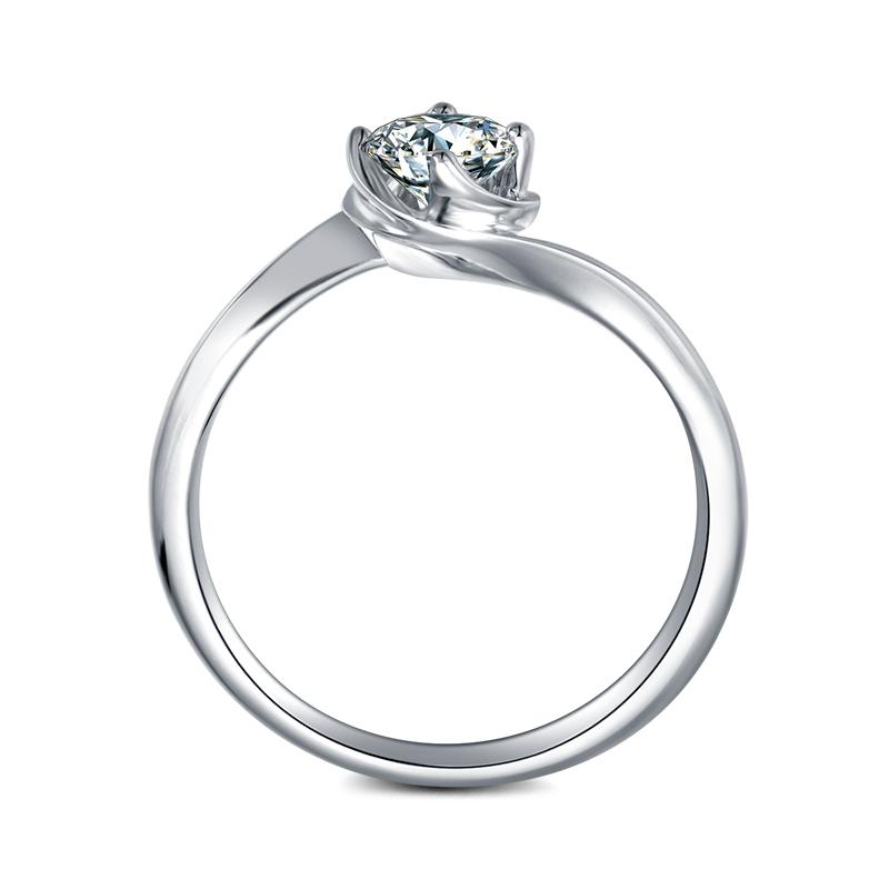 925 Sterling Silver Classic Round Cut CZ Swirl Solitaire Ring