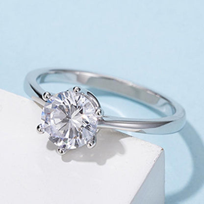 925 Sterling Silver Classic Round Cut CZ Solitaire Ring