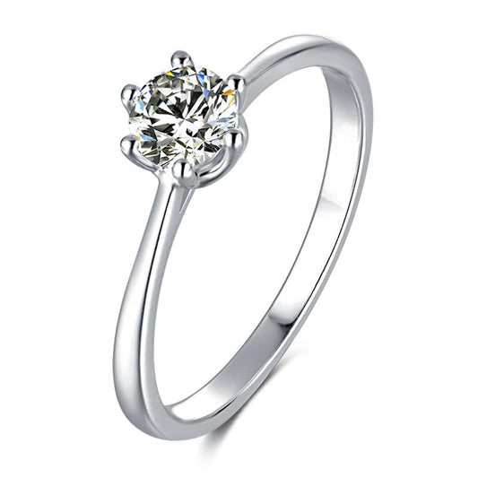 925 Sterling Silver Classic Round Cut CZ Solitaire Ring