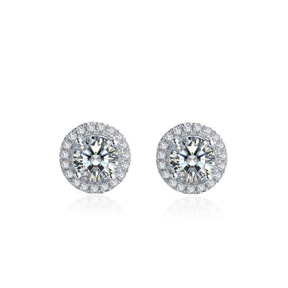 925 Sterling Silver Classic Round Cut Stud Earrings