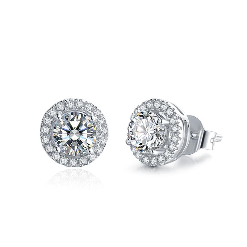 925 Sterling Silver Classic Round Cut Stud Earrings