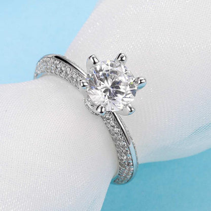 925 Sterling Silver Classic Six Prong Round Cut CZ Ring