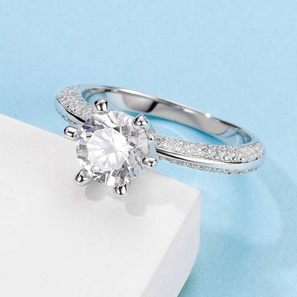 925 Sterling Silver Classic Six Prong Round Cut CZ Ring