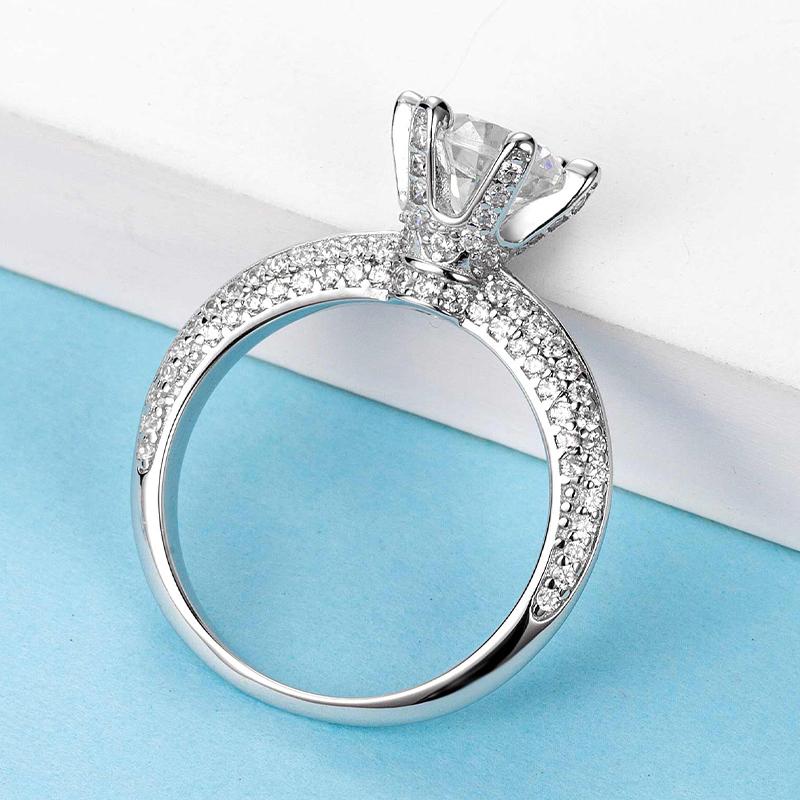 925 Sterling Silver Classic Six Prong Round Cut CZ Ring