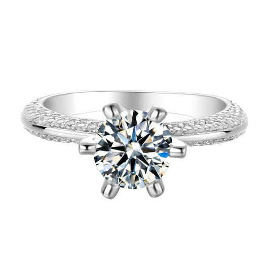 925 Sterling Silver Classic Six Prong Round Cut CZ Ring