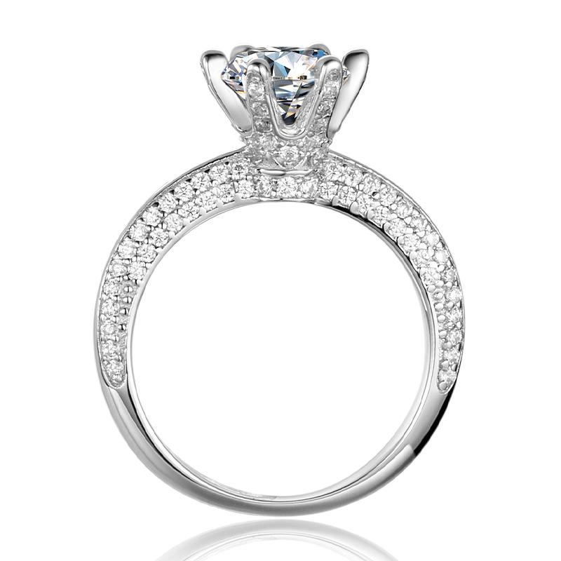 925 Sterling Silver Classic Six Prong Round Cut CZ Ring