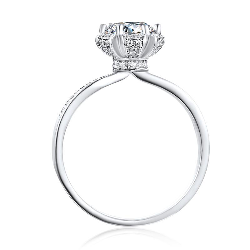 925 Silver Sterling Classic Round Cut CZ Pave Ring