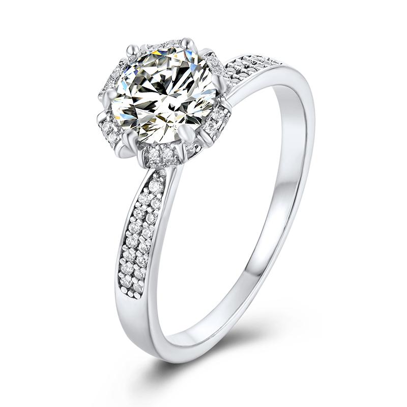 925 Silver Sterling Classic Round Cut CZ Pave Ring