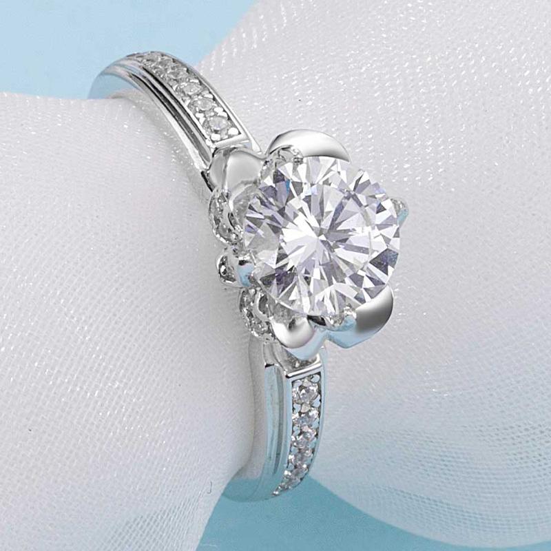 925 Silver Sterling Classic Round Cut CZ Pave Ring