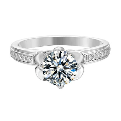 925 Silver Sterling Classic Round Cut CZ Pave Ring