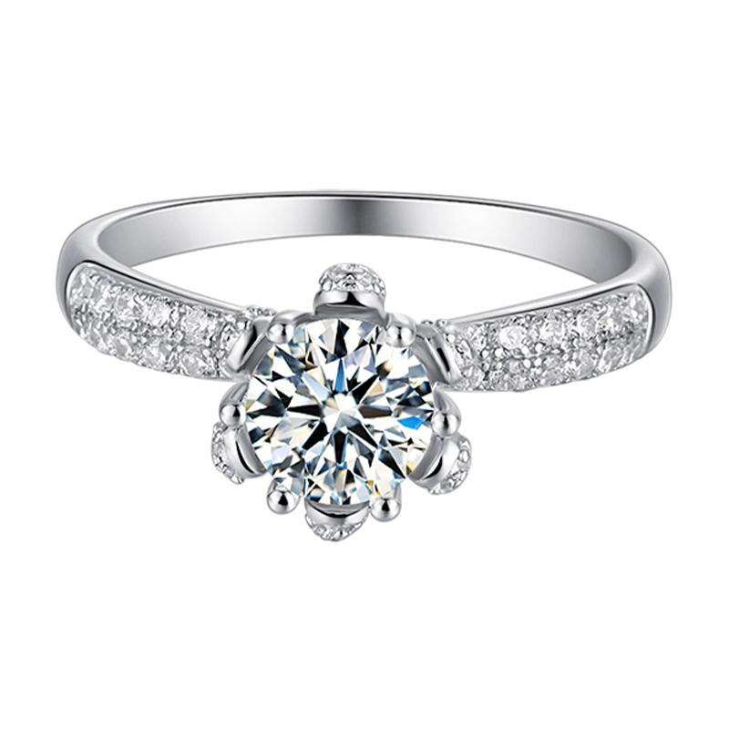 925 Silver Sterling Classic Round Cut CZ Pave Ring