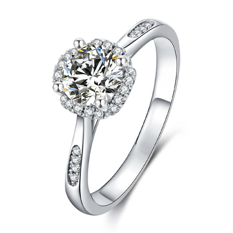 925 Sterling Silver Classic Round Cut CZ Halo Ring