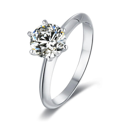 925 Sterling Silver Classic Round Cut CZ Solitaire Ring