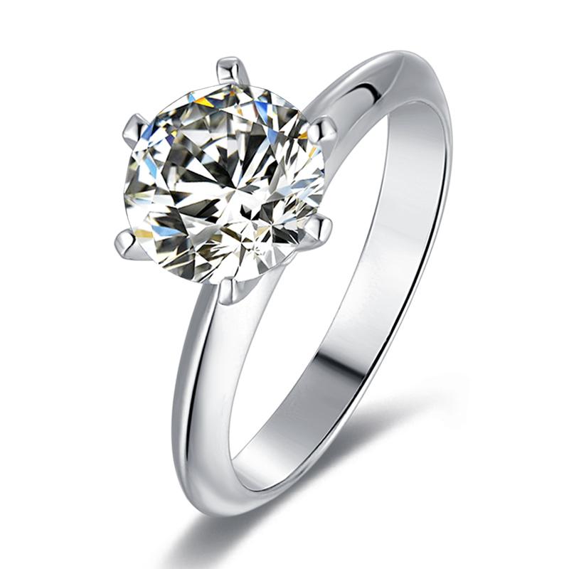 925 Sterling Silver Classic Round Cut CZ Solitaire Ring