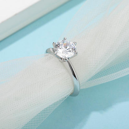 925 Sterling Silver Classic Round Cut CZ Solitaire Ring