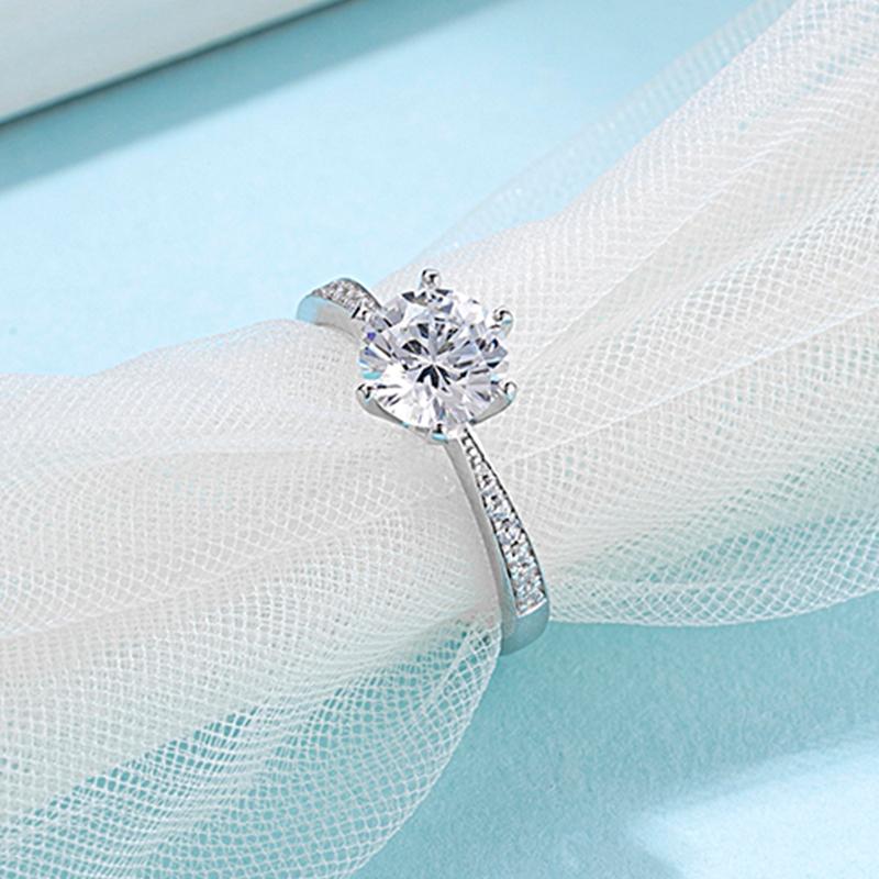 925 Silver Sterling Classic Round Cut CZ Pave Ring