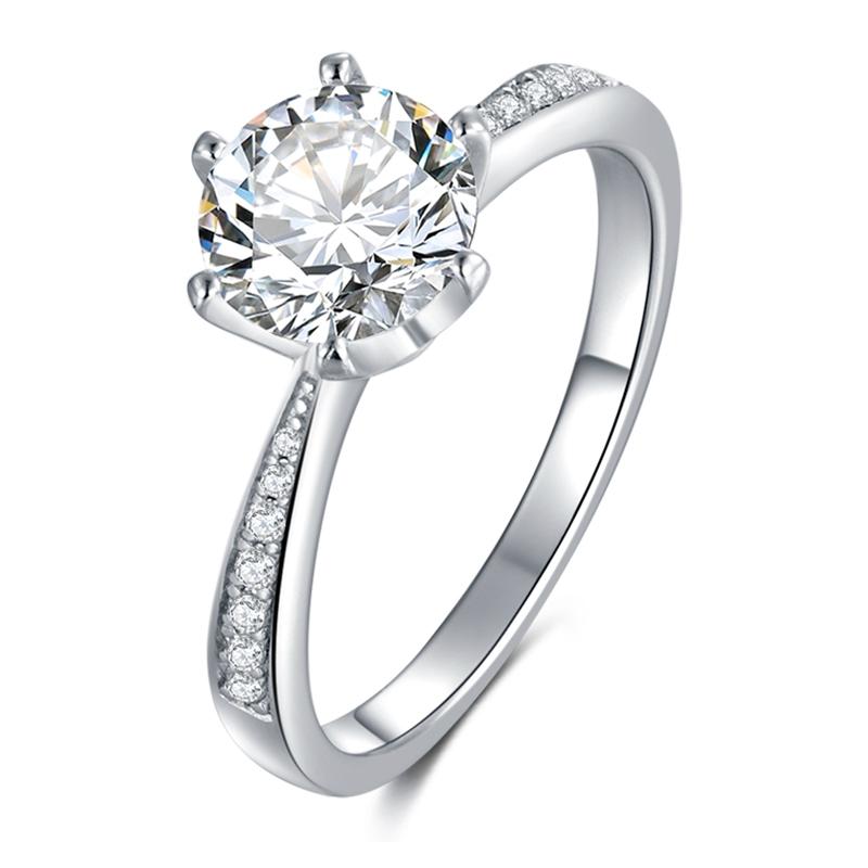 925 Silver Sterling Classic Round Cut CZ Pave Ring