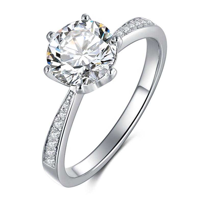 925 Silver Sterling Classic Round Cut CZ Pave Ring