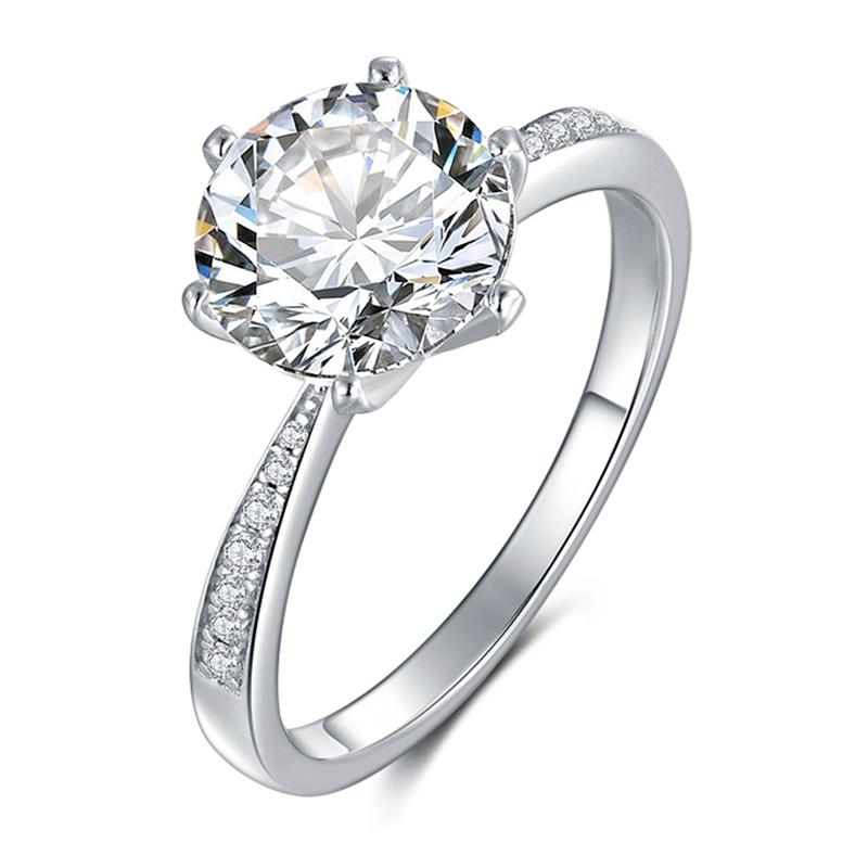 925 Silver Sterling Classic Round Cut CZ Pave Ring