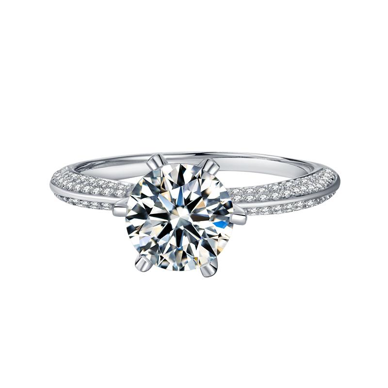 925 Sterling Silver Classic Round Cut Pave CZ Ring