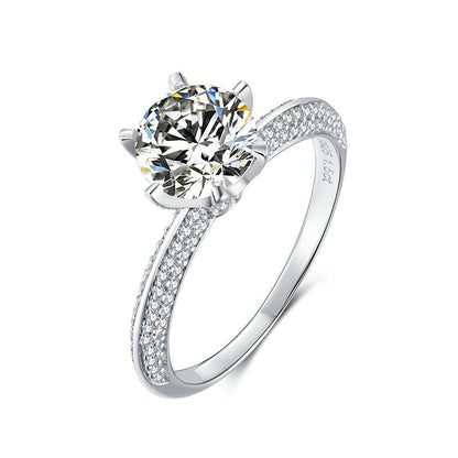 925 Sterling Silver Classic Round Cut Pave CZ Ring