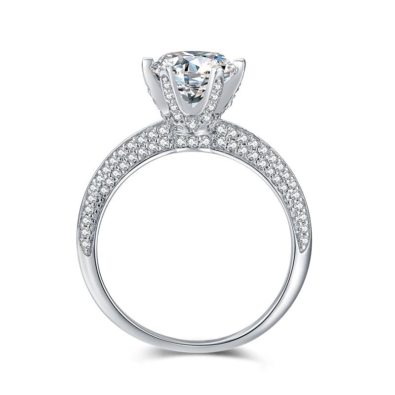 925 Sterling Silver Classic Round Cut Pave CZ Ring