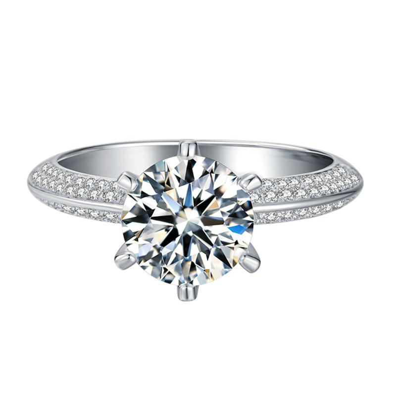 925 Sterling Silver Classic Round Cut  Pave CZ Ring