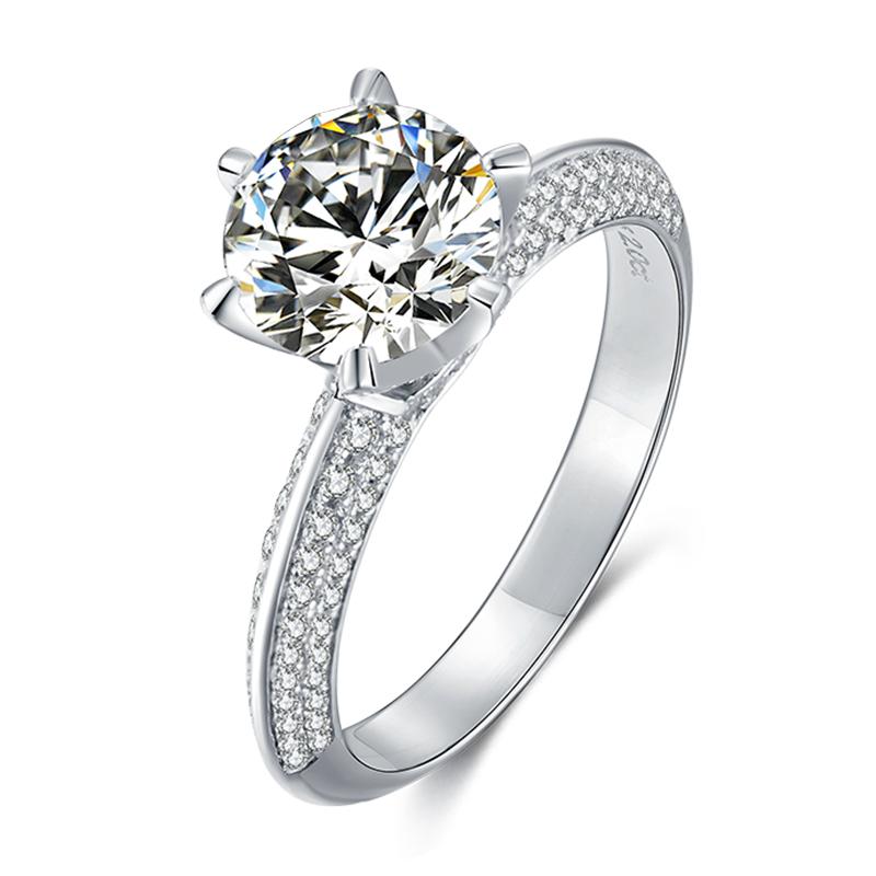 925 Sterling Silver Classic Round Cut  Pave CZ Ring