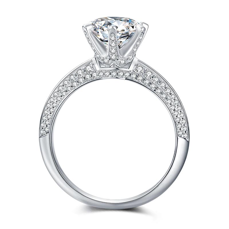 925 Sterling Silver Classic Round Cut  Pave CZ Ring