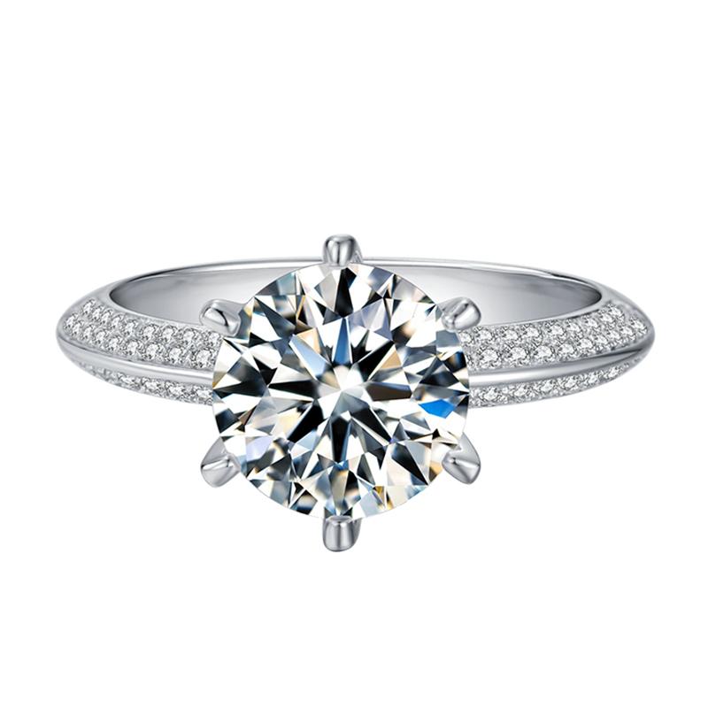 925 Silver Sterling Classic Round Cut CZ Pave Ring