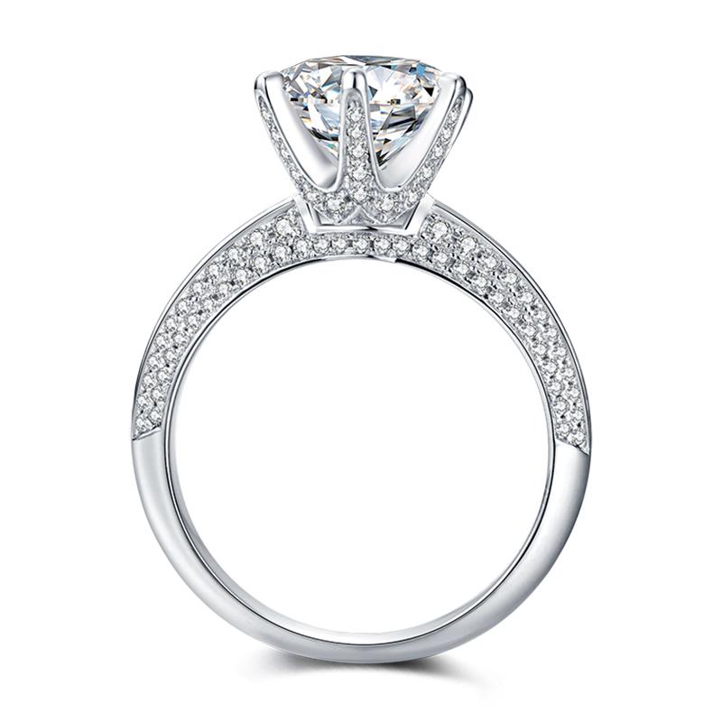 925 Silver Sterling Classic Round Cut CZ Pave Ring