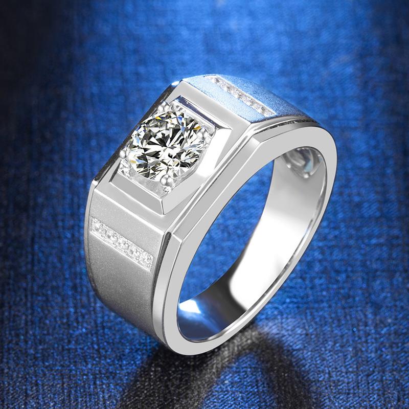 925 Sterling Silver Classic Round Cut CZ Men Ring