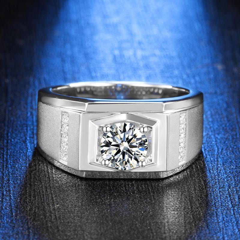 925 Sterling Silver Classic Round Cut CZ Men Ring