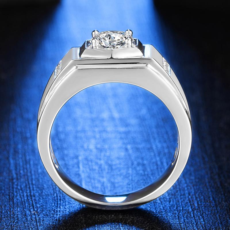 925 Sterling Silver Classic Round Cut CZ Men Ring