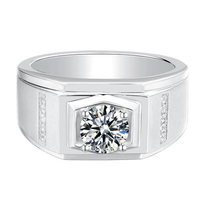 925 Sterling Silver Classic Round Cut CZ Men Ring