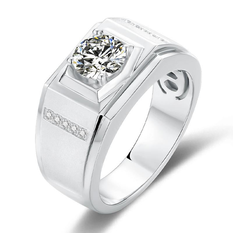 925 Sterling Silver Classic Round Cut CZ Men Ring