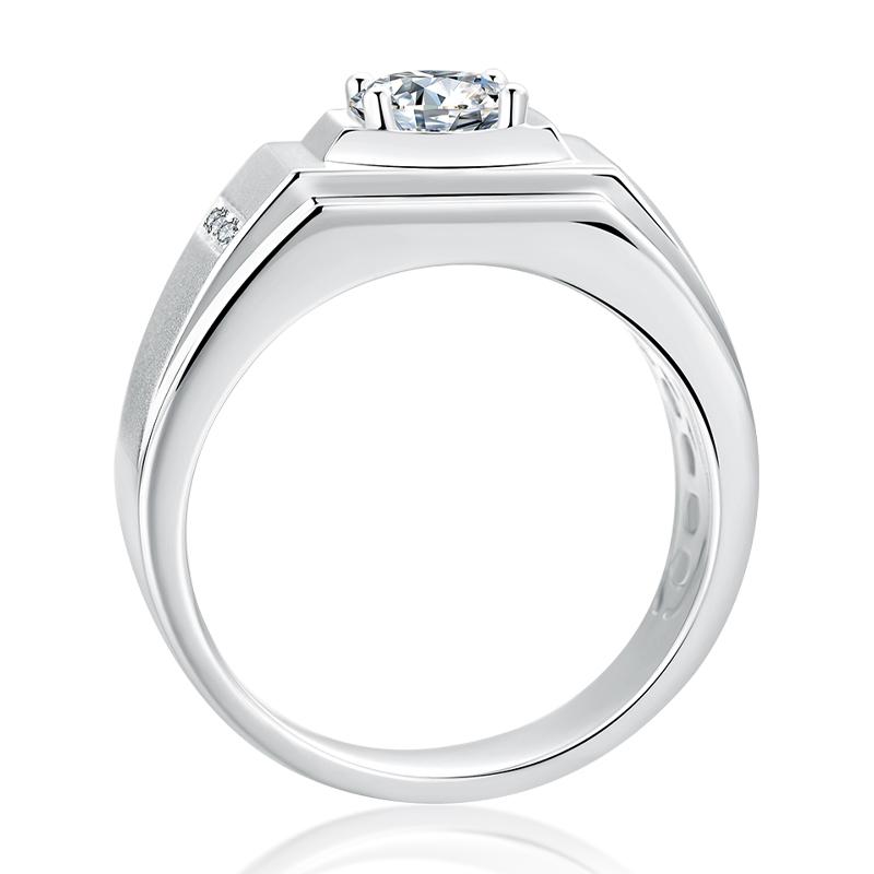 925 Sterling Silver Classic Round Cut CZ Men Ring