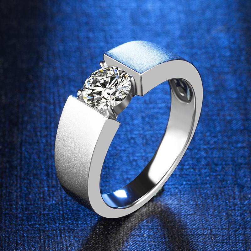 925 Sterling Silver Classic Round Cut CZ Solitaire Men Ring